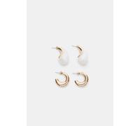 Stradivarius Set di 2 orecchini a goccia e cerchi Ecru OS