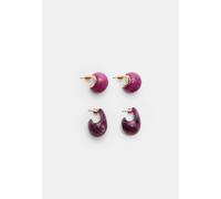 Stradivarius Set di 2 orecchini asimmetrici Fucsia OS