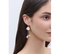 Stradivarius - Set di 2 paia di orecchini a forma di fiore color écru-Bianco M