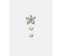 Stradivarius - Set di 3 anelli a forma di fiore tonalità oro con effetto cristallo-Giallo S