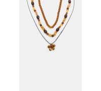 Stradivarius Set di 3 collane con perline e fiori Senape OS