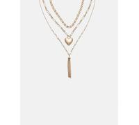 Stradivarius - Set di 3 collane dorate con cuore e pompon-Giallo M