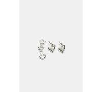 Stradivarius Set di 3 ear cuff e orecchini a cuore Grigio OS