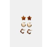 Stradivarius Set di 3 orecchini a stella Senape OS