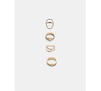 Stradivarius - Set di 4 anelli color oro lucidi-Giallo S