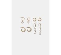 Stradivarius - Set con 4 orecchini color oro a cerchio e con perle sintetiche-Giallo M