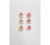 Stradivarius Set di 6 mini mollette a fiore Ecru OS