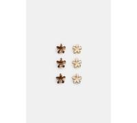 Stradivarius Set di 6 mini mollette a forma di fiore Ecru OS