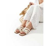 Stradivarius - Sliders basse bianche con fascette-Bianco 37
