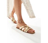 Stradivarius - Sliders basse oro con fascette 39