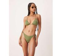 Stradivarius - Slip bikini kaki con allacciatura laterale-Verde XS