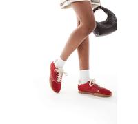 Stradivarius - Sneakers da corsa rosse in pelle scamosciata-Rosso 39