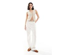 Stradivarius - STR - Canotta in maglia grezza écru-Neutro S