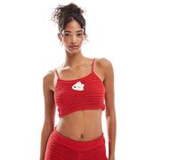 Stradivarius - STR - Crop top all'uncinetto rosso in coordinato XL