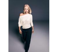 Stradivarius - T-shirt asimmetrica écru in modal-Bianco XS