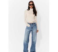 Stradivarius - T-shirt basic accollata color pietra-Bianco XS