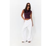 Stradivarius T-shirt basic scollo a barchetta Porpora M