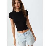 Stradivarius - T-shirt basic slim nera-Nero XS