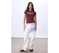 Stradivarius T-shirt fitted con scritta Viola XS