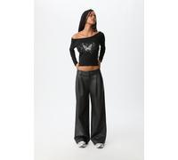 Stradivarius T-shirt scollo a barchetta Nero XS