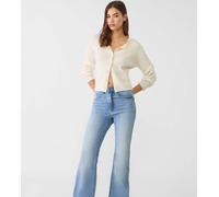 Stradivarius Tall - Jeans a zampa azzurri con spacco-Blu 36