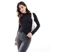 Stradivarius - Top a maniche lunghe accollato attillato nero S