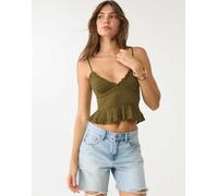 Stradivarius - Top aderente kaki con volant-Verde S