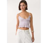 Stradivarius - Top aderente lilla con volant-Viola L