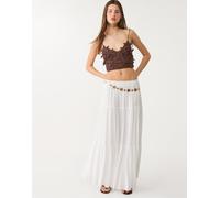 Stradivarius - Top all'uncinetto marrone a fiori XS