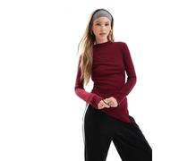 Stradivarius - Top asimmetrico in maglia bordeaux-Rosso XS