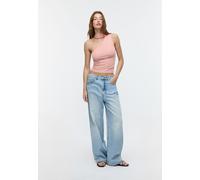 Stradivarius Top asimmetrico in tulle con foulard Rosa cipria XS