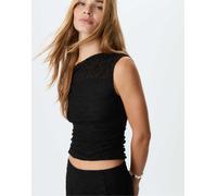 Stradivarius - Top asimmetrico nero in pizzo S
