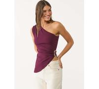 Stradivarius - Top asimmetrico viola con fibbia XS