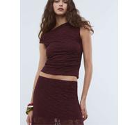 Stradivarius - Top asimmetrico viola in pizzo M