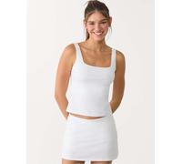Stradivarius - Top basic bianco con scollo quadrato XL