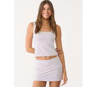 Stradivarius - Top basic lilla con scollo squadrato-Viola S