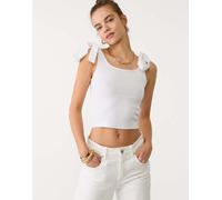 Stradivarius - Top bianco a contrasto con lacci S