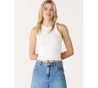 Stradivarius - Top bianco con dorso a vogatore XS