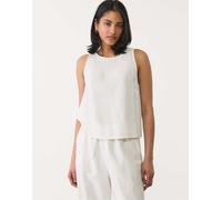 Stradivarius - Top bianco in misto lino con dorso a vogatore L