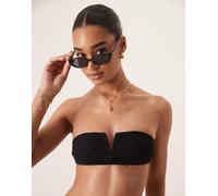 Stradivarius - Top bikini a fascia nero all'uncinetto L