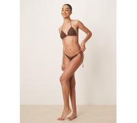 Stradivarius - Top bikini all'uncinetto marrone-Nero S