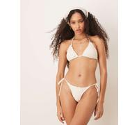 Stradivarius - Top bikini bianco all'uncinetto S