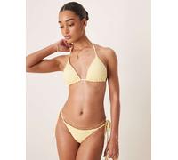 Stradivarius - Top bikini stropicciato giallo L