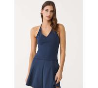 Stradivarius - Top blu navy allacciato al collo L