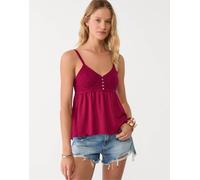 Stradivarius - Top bordeaux all'uncinetto con volant-Rosso M