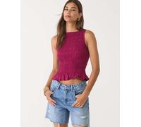 Stradivarius - Top bordeaux testurizzato-Rosso S