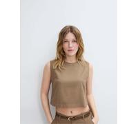 Stradivarius - Top con dorso a vogatore marrone in misto lino L