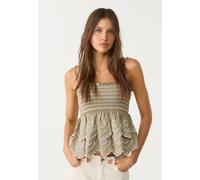 Stradivarius Top con volant ricamati Kaki S