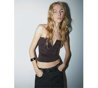 Stradivarius - Top drappeggiato a fascia nero con dettaglio a V M