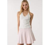 Stradivarius - Top écru allacciato al collo-Bianco L